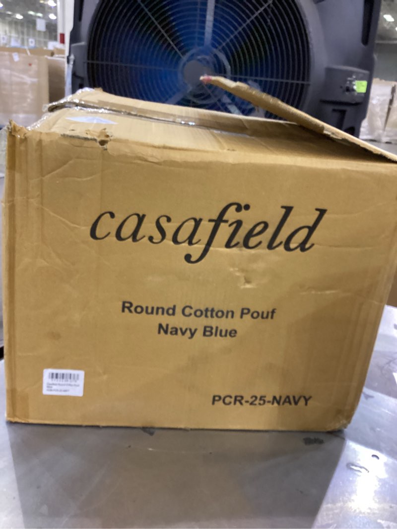  Casafield Round Pouf Ottoman, Cotton Knit Upholstered Footrest