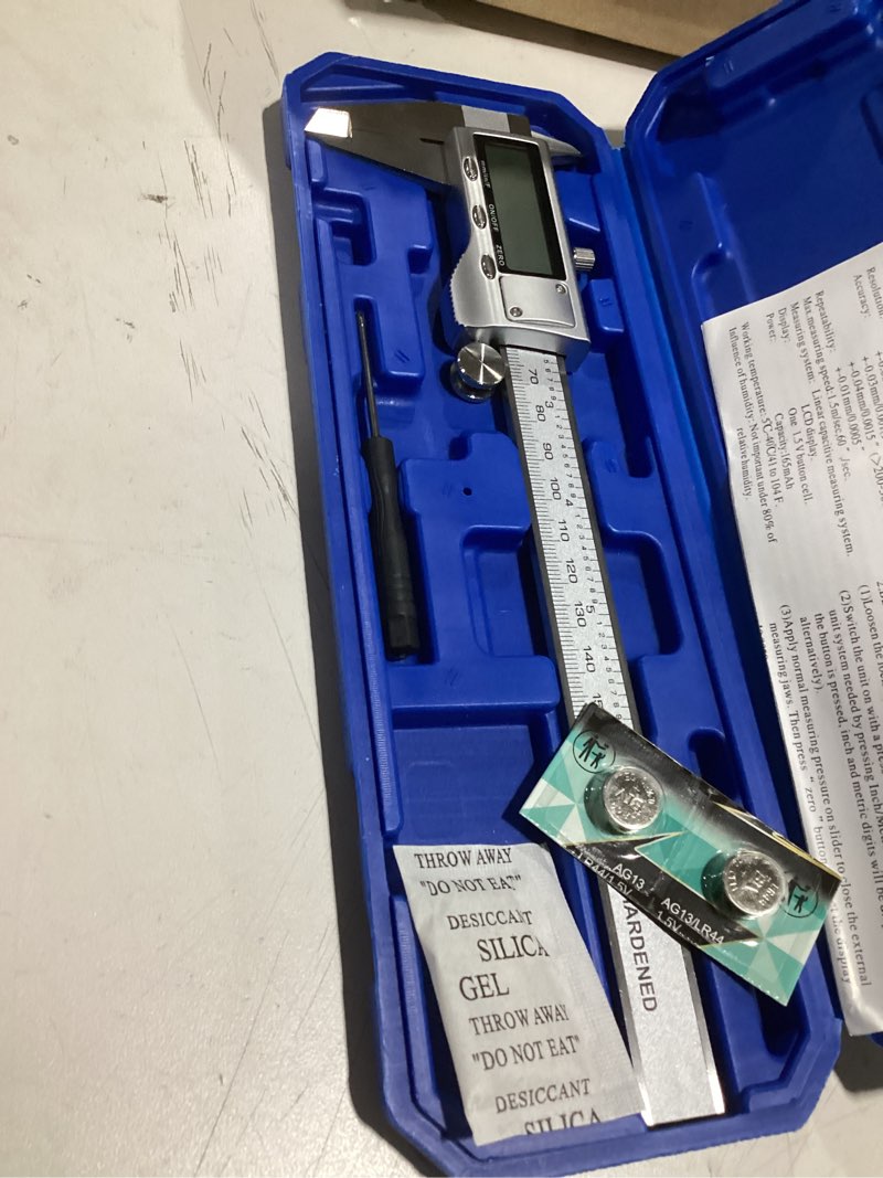Condition photo showing Good Condition for digital caliper measuring tool, stainless steel vernier caliper digital micrometer with large lcd screen, easy switch from inch metric fraction, 6 inch caliper tool for diy/household 20-f