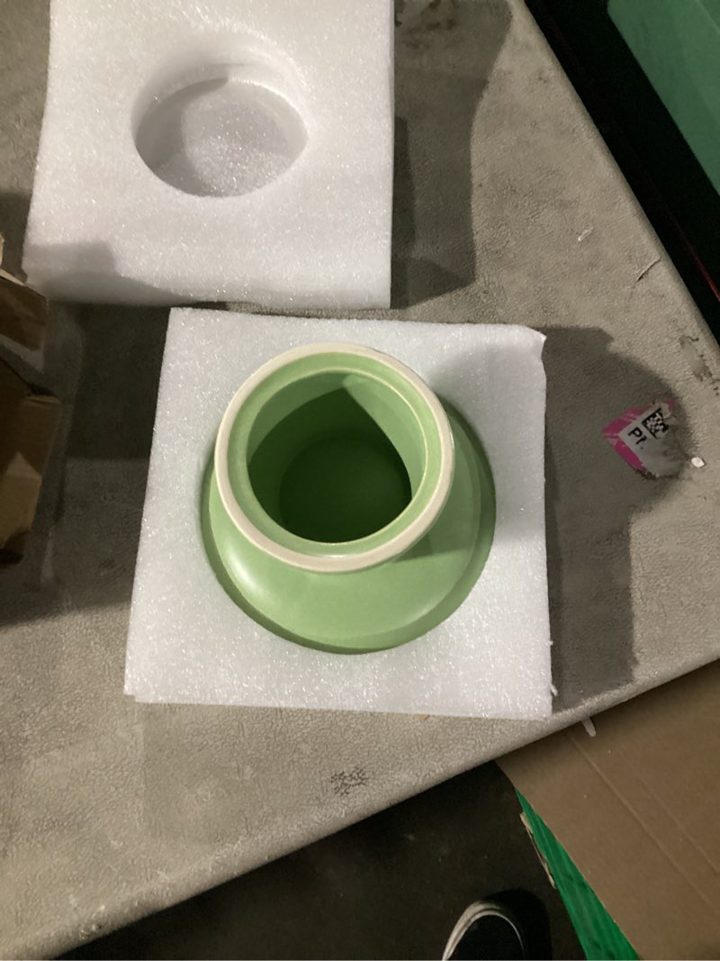 Condition photo showing Good Condition for vcepjh elevated shallow cat bowls 6.1in ceramic cat food plate pack of 2 raised cats dish flat anti whisker fatigue wide pet food & water feeder for indoor kitty kitten (green)