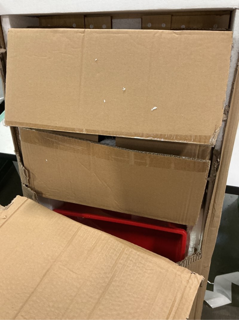 Condition photo showing As Is for KidKraft Waterfall Mountain Wooden Train Set & Table with 120 Pieces  3 Storage Bins