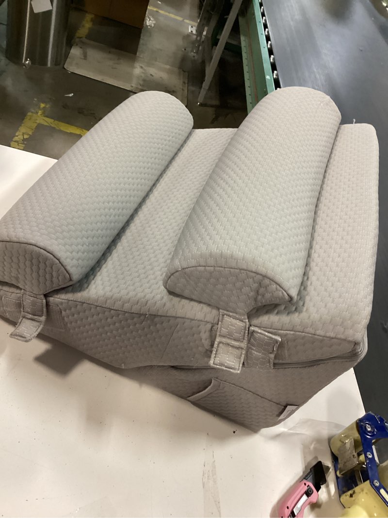 Condition photo showing As Is for Orthopedic Bed Wedge Pillow Set 4Pcs, Adjustable Memory Foam Wedges Pillow, Pillow Wedge for Post Surgery, Back Pain Relief, Acid Reflux, Snoring, GERD, Grey Adjustable Wedge+2 Pillows Grey