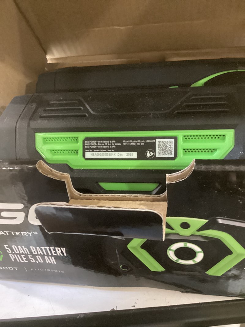 Condition photo showing As Is for ego 56v power+ ba2800t 5 ah lithium-ion battery 1 pc