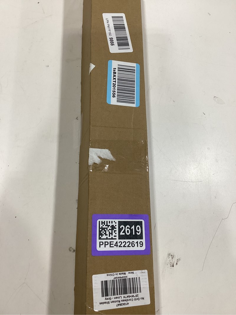 Condition photo showing Good Condition for LazBlinds No Drill Roman Shades for Windows, Cordless Blackout Window Shades with UV Protection, Polyester Fabric for Bedroom & Living Room, 25" W x 64" H, Grey Blackout - Faux Linen - Grey 25"W x 64"H