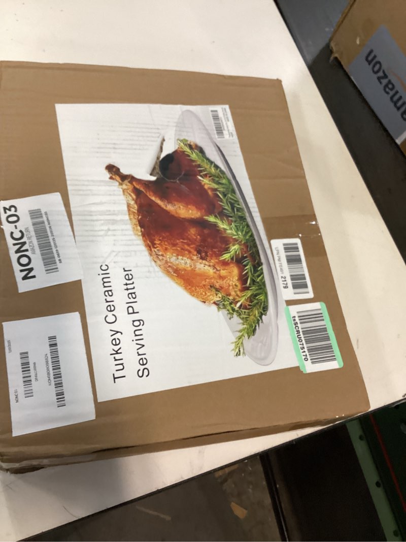 Condition photo showing Good Condition for Holiday Serving Platter Thanksgiving Turkey Serving Set - Large Ceramic Turkey Platter & Turkey Baster Injector - Perfect for Holiday Dinners