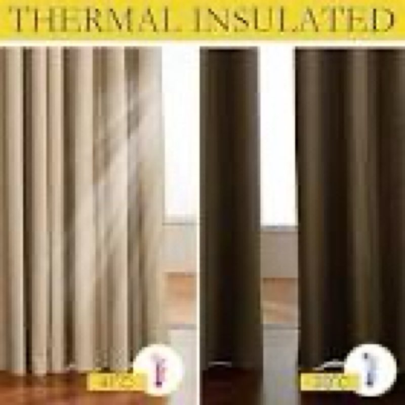 nicetown 100% absolutely blackout linen curtains with thermal insulated black  liner, 52\" w, 2 pcs, beige, 90\" long drapes sweep the floor decorative keep privacy panels for living room/villa/bedroom 52\"w x 90\"l (pack of 2) black