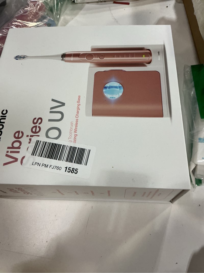 Condition photo showing New/Like New for Aquasonic Vibe Series PRO – Ultra-Whitening Electric Toothbrush – 5 Modes & Smart Timers – UV Sanitizing Base – ADA Accepted (Satin Rose Gold)