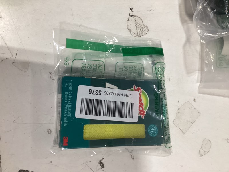 Condition photo showing New/Like New for scotch-brite dobie pad, sponge for all purpose cleaning of kitchen, bathroom, and household, non scratch cleaning pads safe for non-stick cookware, 1 dobie pad yellow 1 pack