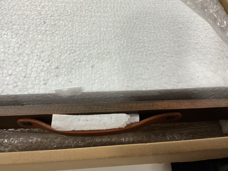 Condition photo showing New/Like New for large ottoman wooden trays, wood serving tray with handles, large ottoman tray, wooden serving trays for coffee tables, living rooms and kitchens, 24 x 16 inch 24" x 16" x 1.6"
