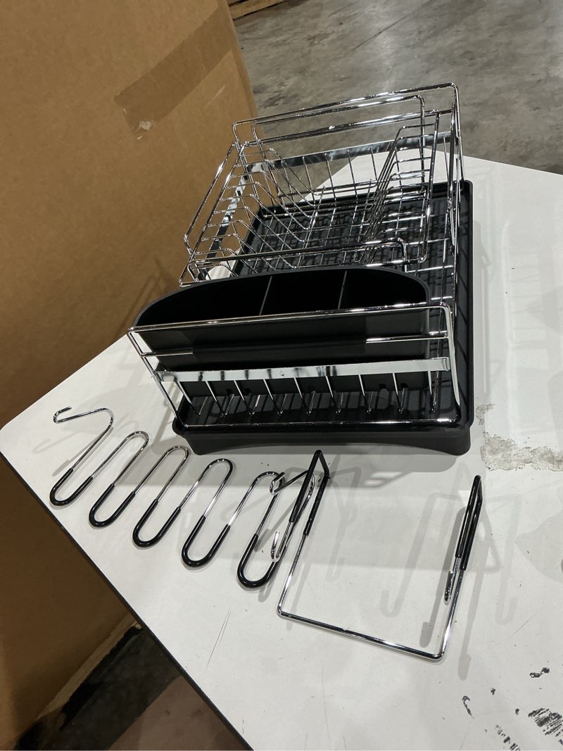 Condition photo showing As Is for costway 2 tier dish drying rack rustproof dish rack and drainboard set kitchen counter
