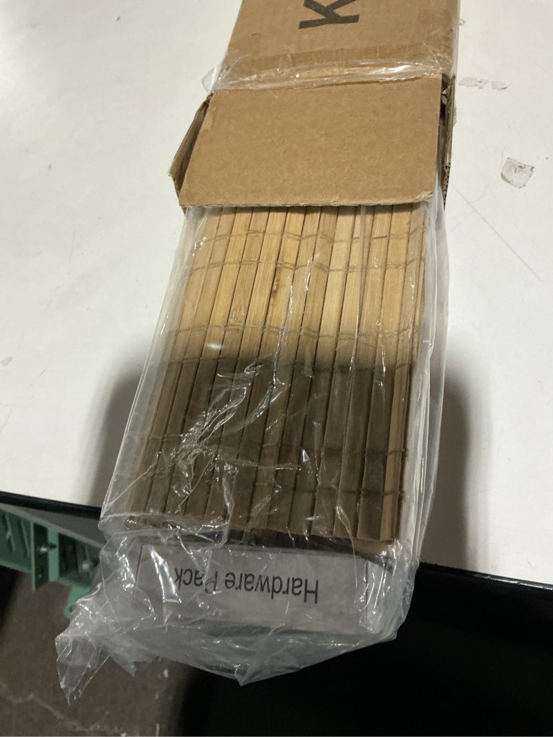 Condition photo showing Good Condition for Cordless Bamboo Roman Shades, Light Filtering Bamboo Shades Blinds Window Treatment Roll Up Blind for Windows, 26" W x 64" H, Natural Natural 26"W x 64"H