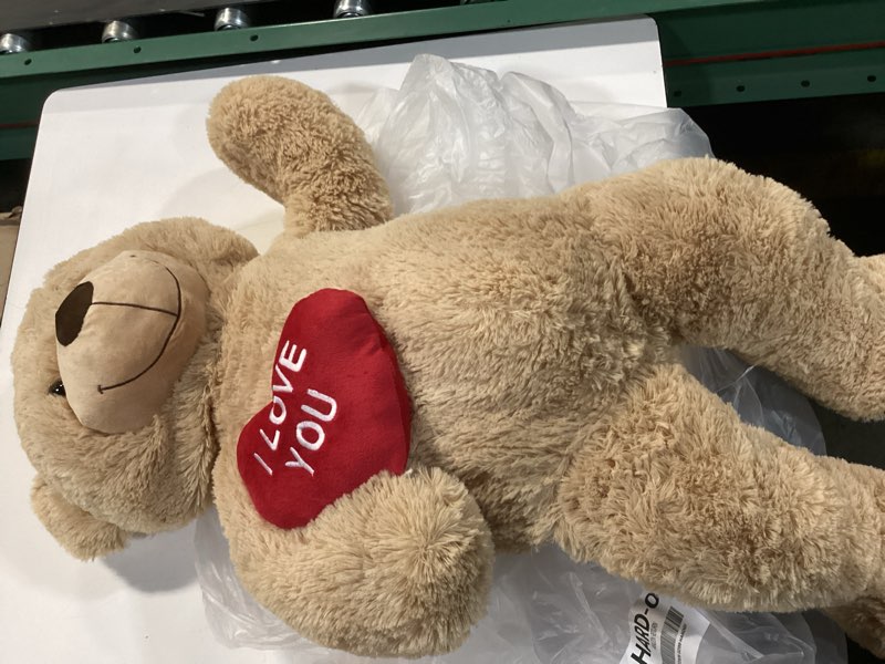 Condition photo showing Good Condition for BENINY Red Heart Giant Teddy Bears, Brown Big Teddy Bear Stuffed Animals with Embroidered I Love You