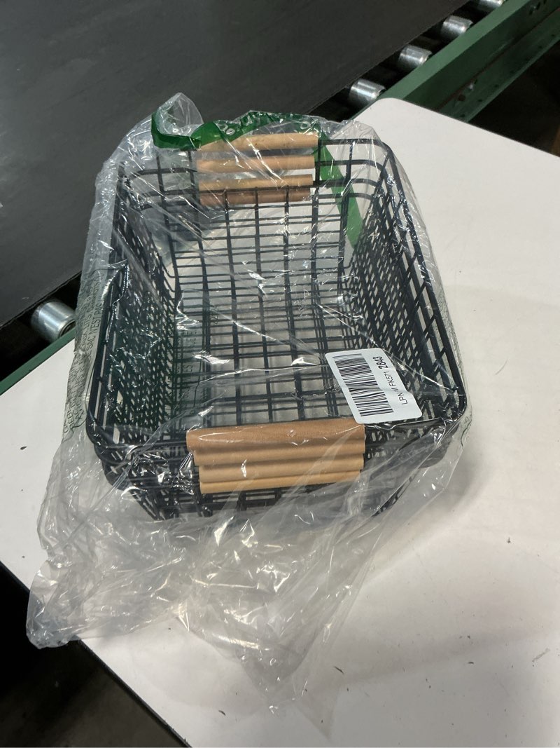 Condition photo showing Good Condition for LeleCAT Wire Baskets with Wooden Handles, Wire Storage Organizer Baskets, Household Refrigerator for Cabinets, Pantry, Closets, Bedrooms - Set of 4?Black) New-Black4 Medium