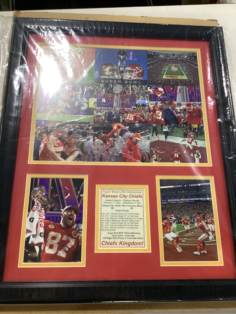 *similar to stock* Kansas City Chiefs | 2022 Champions | Framed Photo Collage | 2 Sizes (Mahomes MVP, 18\" x 22\")