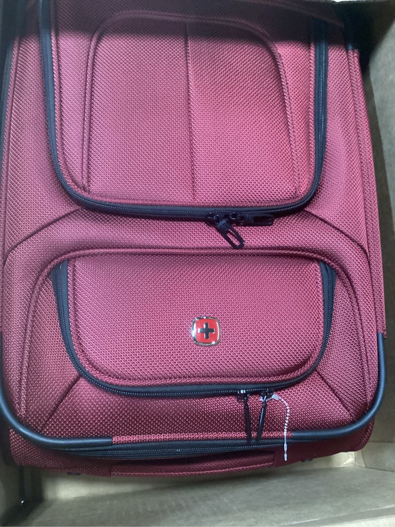 Condition photo showing Good Condition for swissgear sion softside expandable luggage – carry-on suitcase with 360 degree wheels & retractable handle – 21 inch, perfect for 1-3 night trips – burgundy carry-on 21-inch burgundy