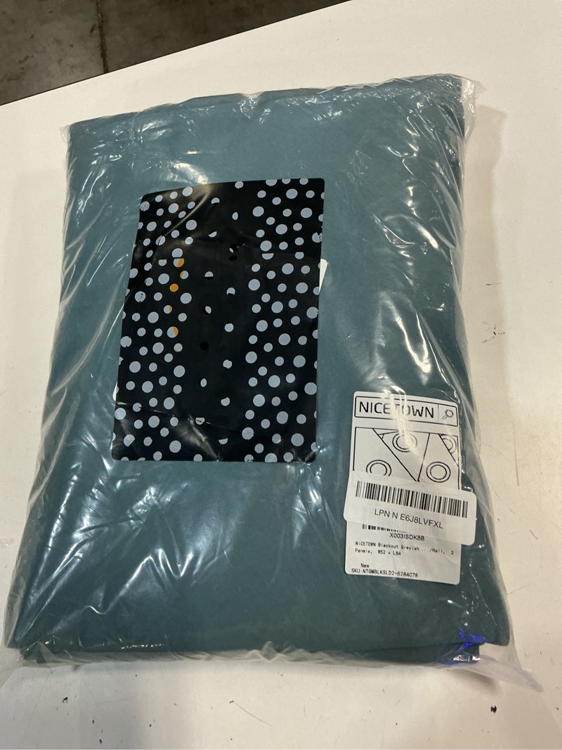 Condition photo showing New/Like New for nicetown blackout greyish blue curtains & drapes for living room - thermal insulated solid grommet sound reducing energy saving window treatments for porch/hall, 2 panels, w52 x l84 greyish blue 52"w x 84"l (pack of 2)