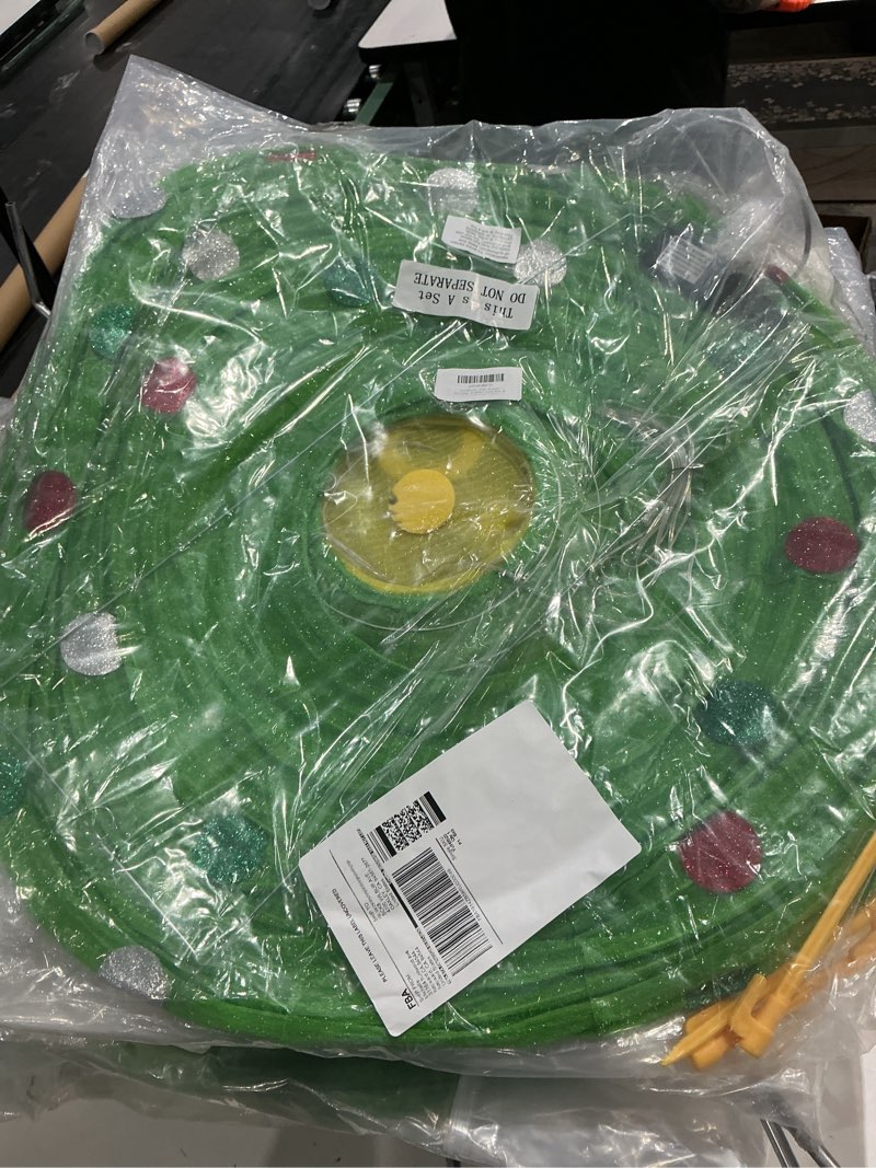 Condition photo showing Good Condition for viorawhite 30 inch giant lighted outdoor christmas ball ornament green glittered pop up christmas ball decor xmas oversized collapsible balls with 60 led lights and base for holiday yard lawn garden