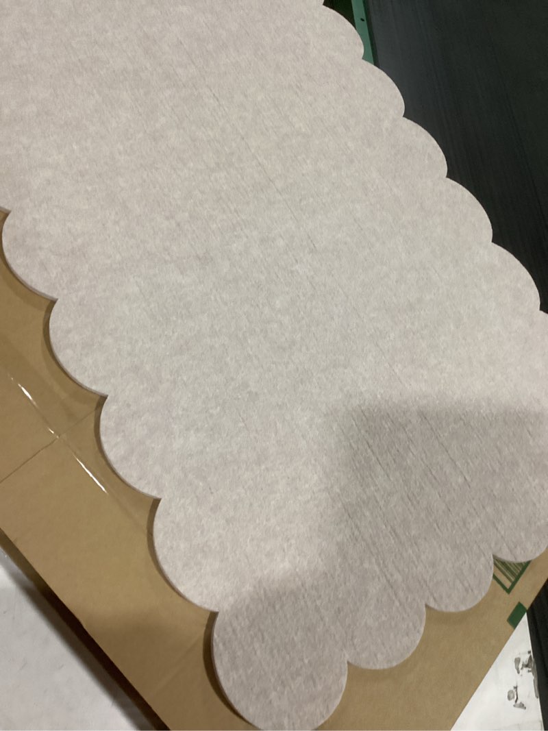 Condition photo showing As Is for lightomorrow scalloped bulletin board, 36 x 24 inches felt pin board - decorative cork alternative for wall, foldable picture self-adhesive vision prayer board with 20 pushpins - beige brown beige brown 36×24 inches
