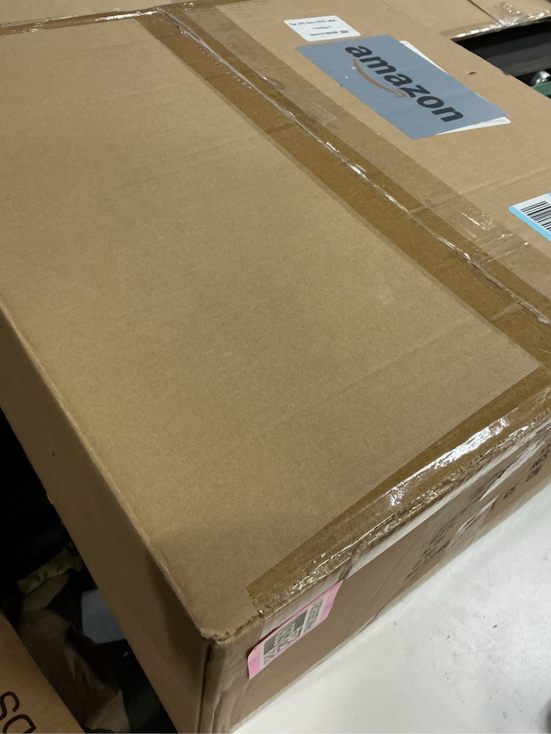 Condition photo showing Good Condition for 19.2" Black Drum Chandelier, 6-Light Modern Farmhouse Chandelier, Hanging Light Fixture with White Fabric Shade for Dining Room Kitchen Island Living Room Entryway Foyer Hallway