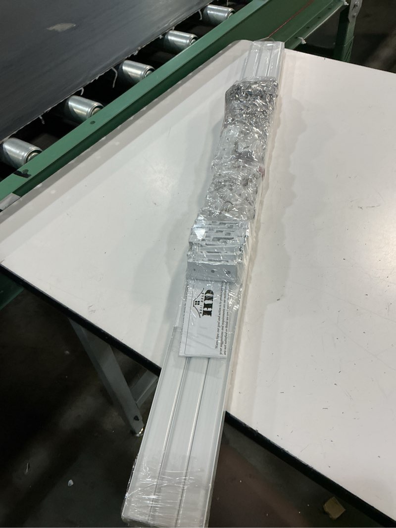 Condition photo showing As Is for hei! dear white curtain rods for windows 72 to 144 inch(6-12ft),1 inch heavy duty curtain rods,adjustable long curtain rod,modern single drapery rods,telescoping window curtains rod 30-144",pure white