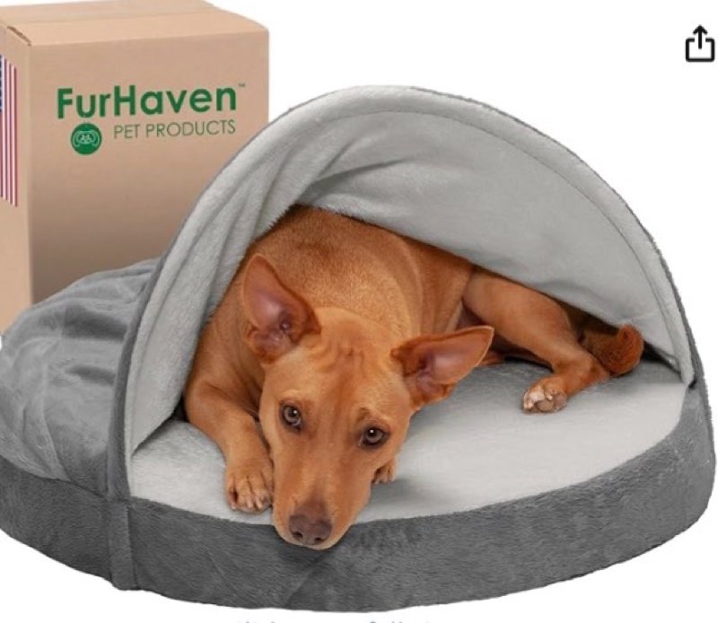furhaven 35" round memory foam dog bed for large/medium dogs w/ removable washable cover, for dogs u