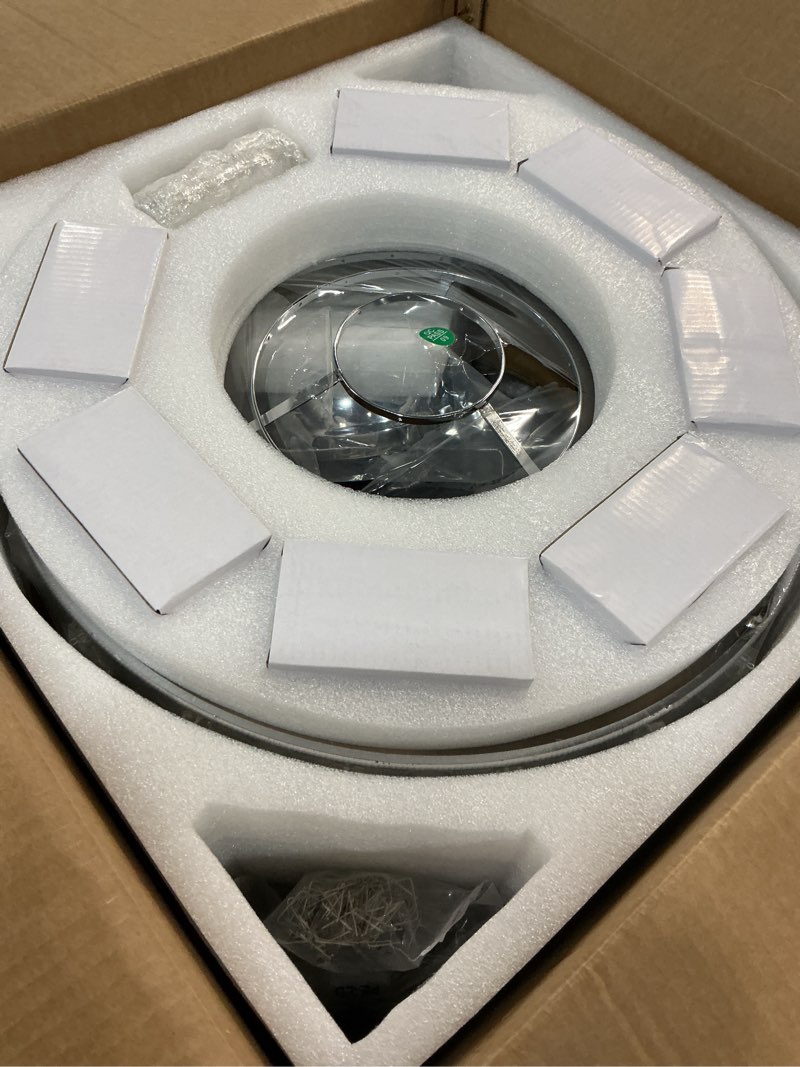 Condition photo showing Good Condition for 42'' fandelier ceiling fan with light, chandelier ceiling fans with lights, crystal ceiling fans for bedroom living room, led dimmable, 6 wind speed,3 color temperatures-9052 chrome chrome 42''