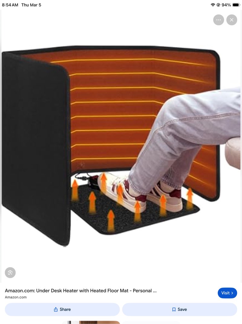 under desk heater with heated floor mat - personal portable space heaters indoor - foot warmer with 