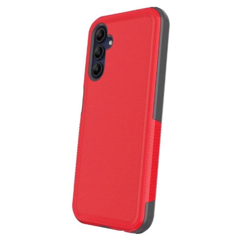 onn slim rugged phone case for samsung galaxy a15 5g - red/gray