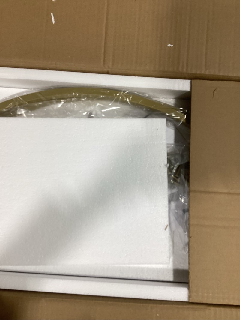 Condition photo showing Good Condition for Homhedy Bookshelf Arched Display Racks,Metal Bookcase,Tempered Glass Shelves,Storage Rack Shelf for Home Office,Living Room,Bedroom, Bathroom,Modern Style (Golden, 11.8" D x 23.6" W x 62.2" H) 11.8"D x 23.6"W x 62.2"H Golden