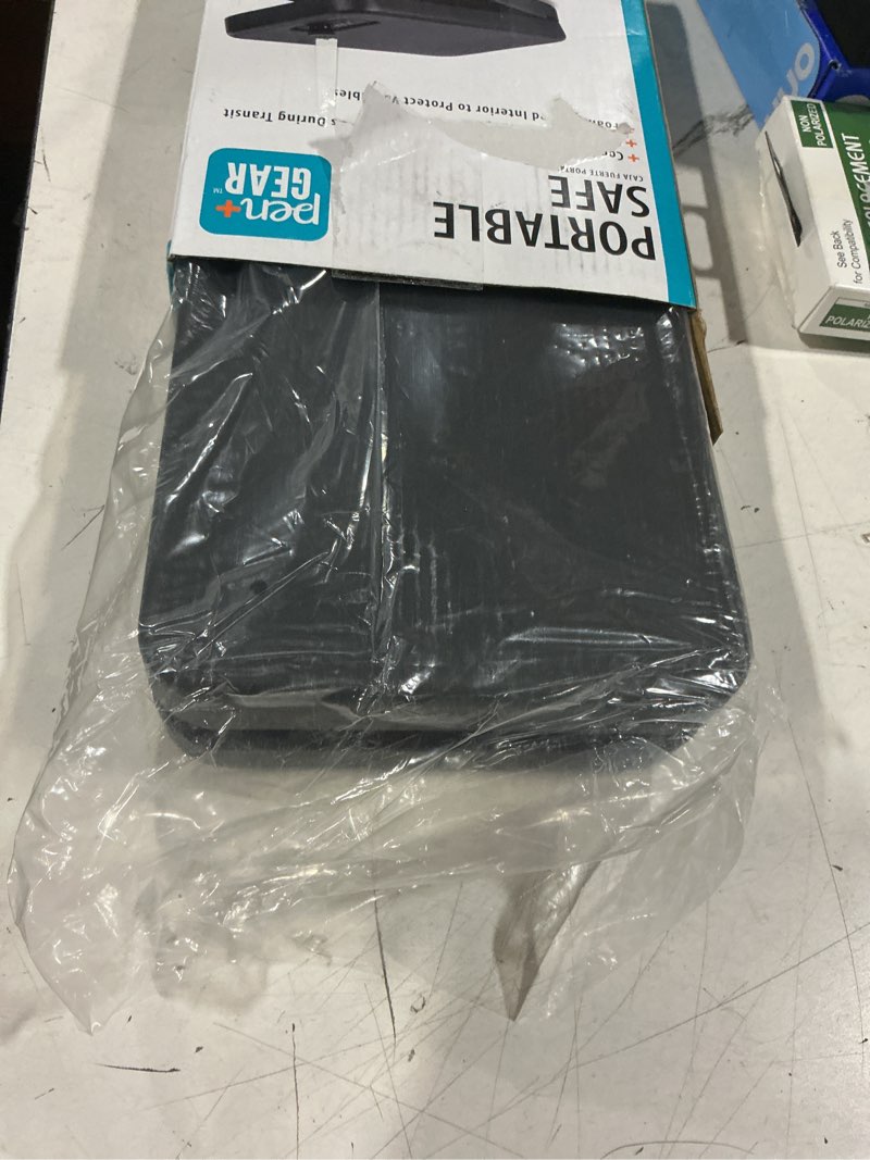 Condition photo showing As Is for pen+gear portable safe, black, 9.5" x 6.5", combination lock