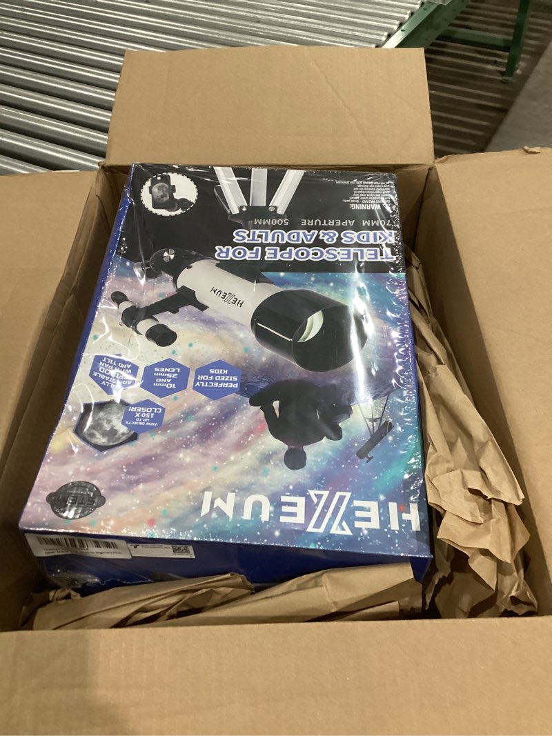 Condition photo showing New/Like New for Telescope 70mm Aperture 500mm - for Kids & Adults Astronomical Refracting Telescopes AZ Mount Fully Multi-Coated Optics, with Diagonal Mirror Phone Adapter, Carrying Bag, Wireless Remote Black 70500-Black