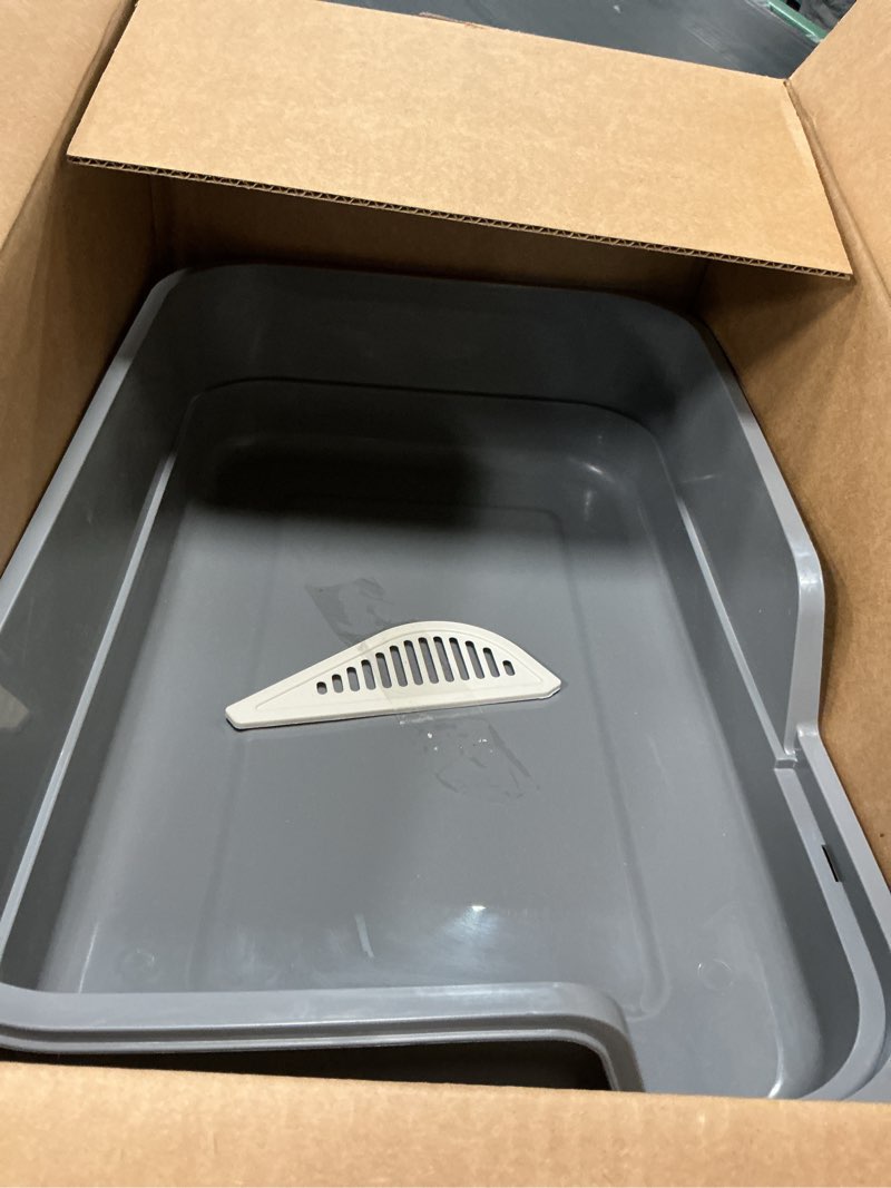 Condition photo showing Good Condition for extra large cat litter box with high sides,cats boxes for indoor cats,cat litter pan for kitty,litter box with low entry,easy to clean,anti-splashing,23.6\" x15.7\" x5.9\" (grey)