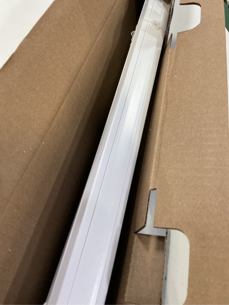 Condition photo showing As Is for levolor trim+go 1-in slat width 60-in x 72-in cordless white vinyl room darkening mini-blinds