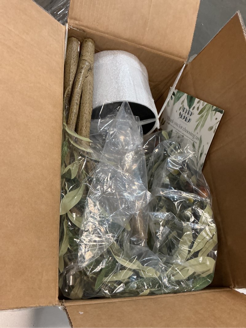 Condition photo showing New/Like New for 5ft (150 cm) Artificial Olive Tree with Black Plastic Pot & Moss – 720 Leaves, 40 Olives, Realistic Fake Indoor Potted Plant for Home, Bedroom, Office & Living Room Decor