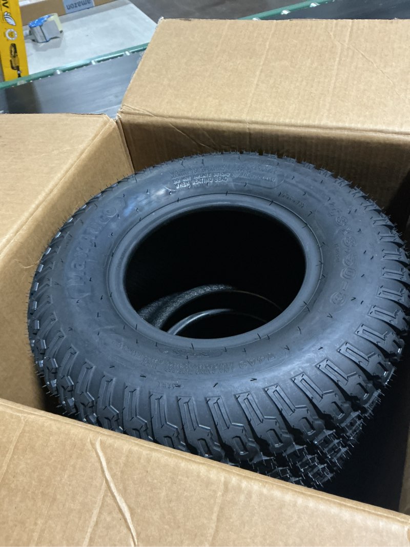 Condition photo showing New/Like New for maxauto 18x8.50-8 18x8.5x8 lawn mower golf cart turf tires 4pr p332, tubeless, set of 2 18x8.5-8 riding lawn mower tires