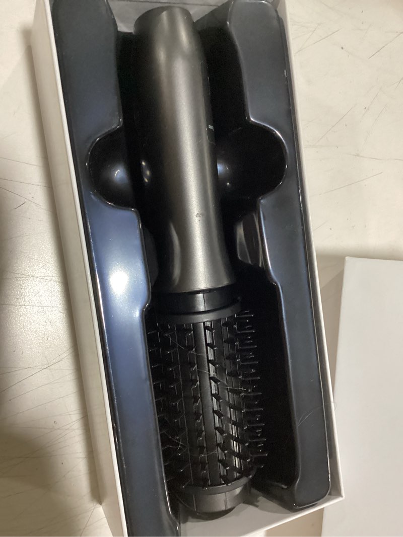 Condition photo showing As Is for caresky® cordless curling iron brush, 1.5 inch mini travel hair curler with 200 million negative ions, portable heated round straightener brush rechargeable for curl, touch-up, de-frizz, styling obsidian black