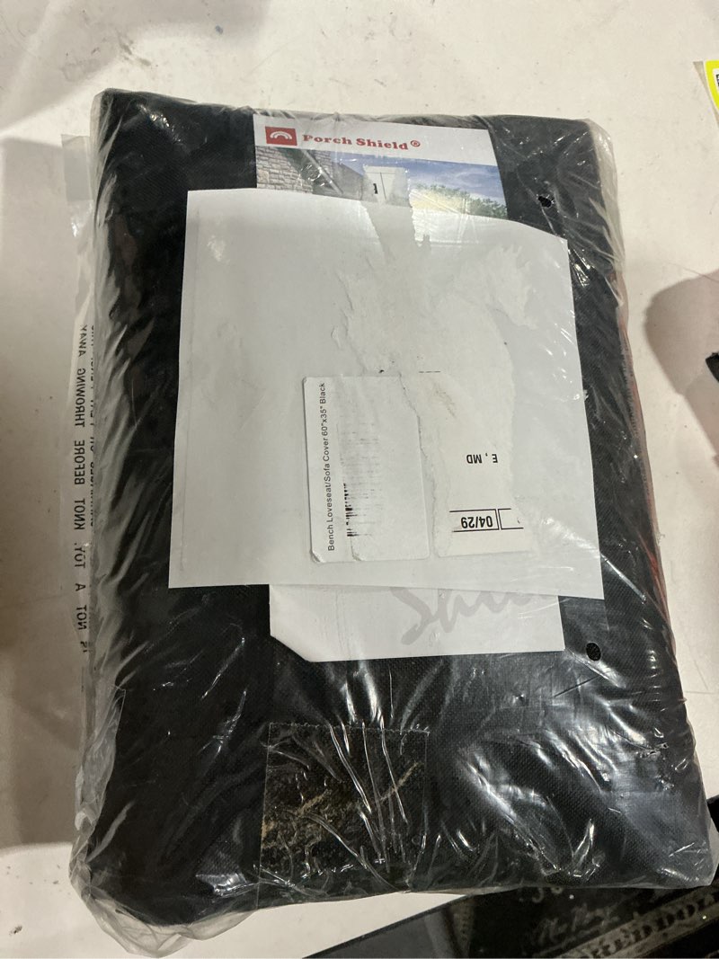 Condition photo showing As Is for porch shield waterproof outdoor furniture sofa cover – patio 2 seater loveseat cover 60w x 35d x 35h inch, black 60"w x 35"d x 35"h black