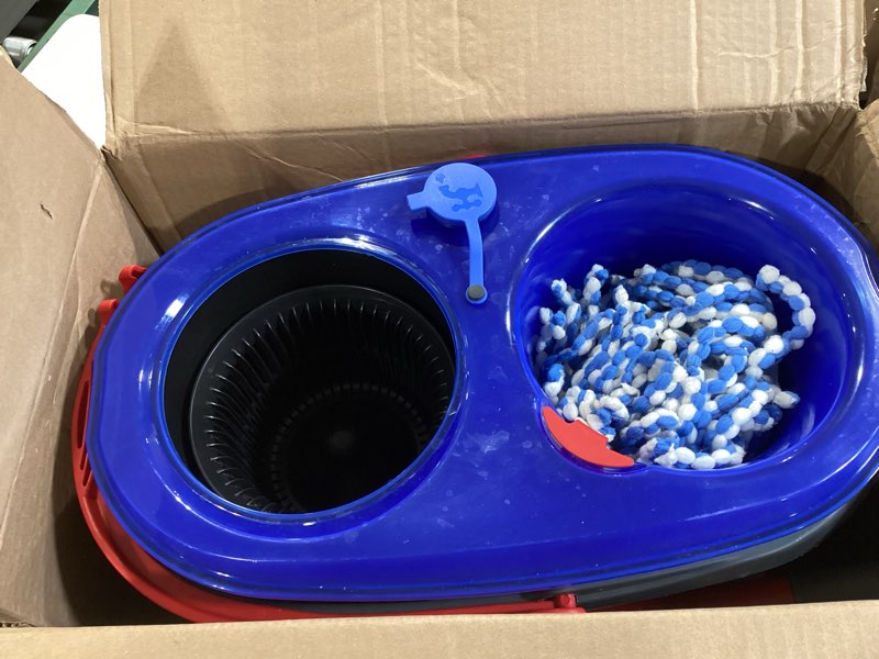 Condition photo showing As Is for o-cedar rinseclean spin mop & bucket system | clean with clean water | removes 99% of bacteria