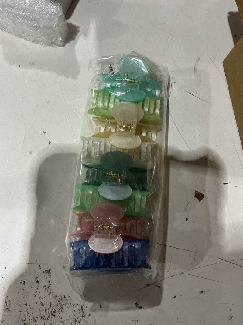 Condition photo showing New/Like New for 8 pcs large acrylic hair claw clips for women non-slip strong hold hair jaw clamps for thick thin hair cute stylish french hair accessories multicolor marble