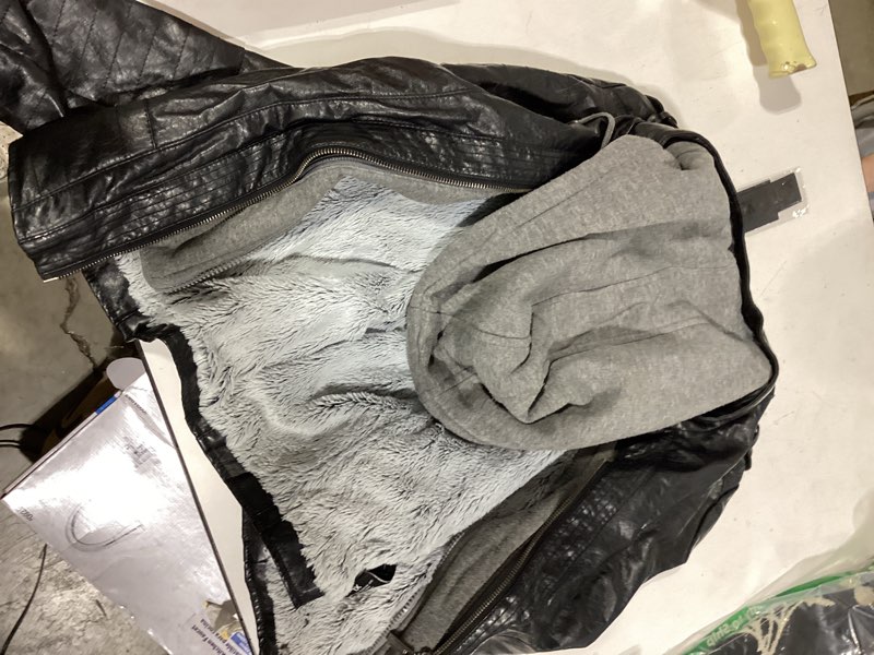 Condition photo showing Good Condition for lock and love women's faux leather moto biker jacket coat with removable or non-removable hood size s