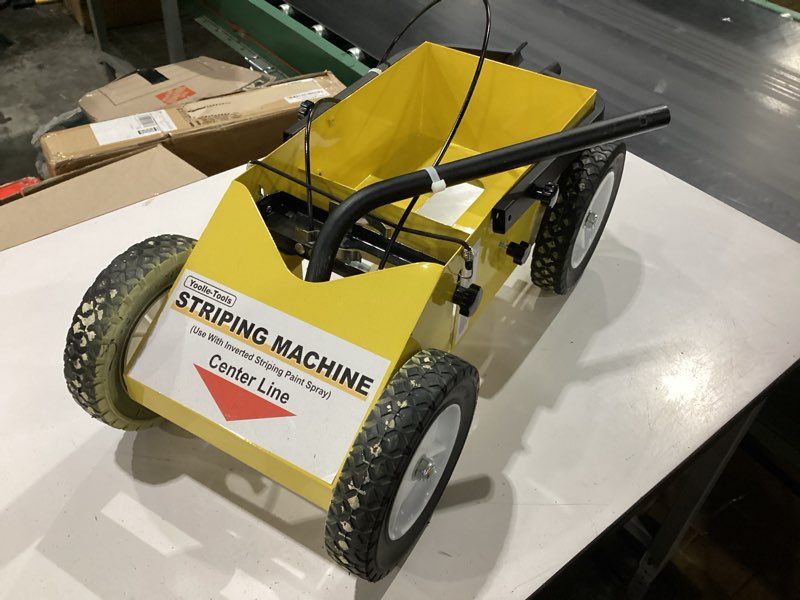 Condition photo showing As Is for 2395000 high-performance striping line marking machine, parking lot striping machine, for rust-oluem professional inverted striping spray paint, 9.8" x 13" x 28.3", yellow