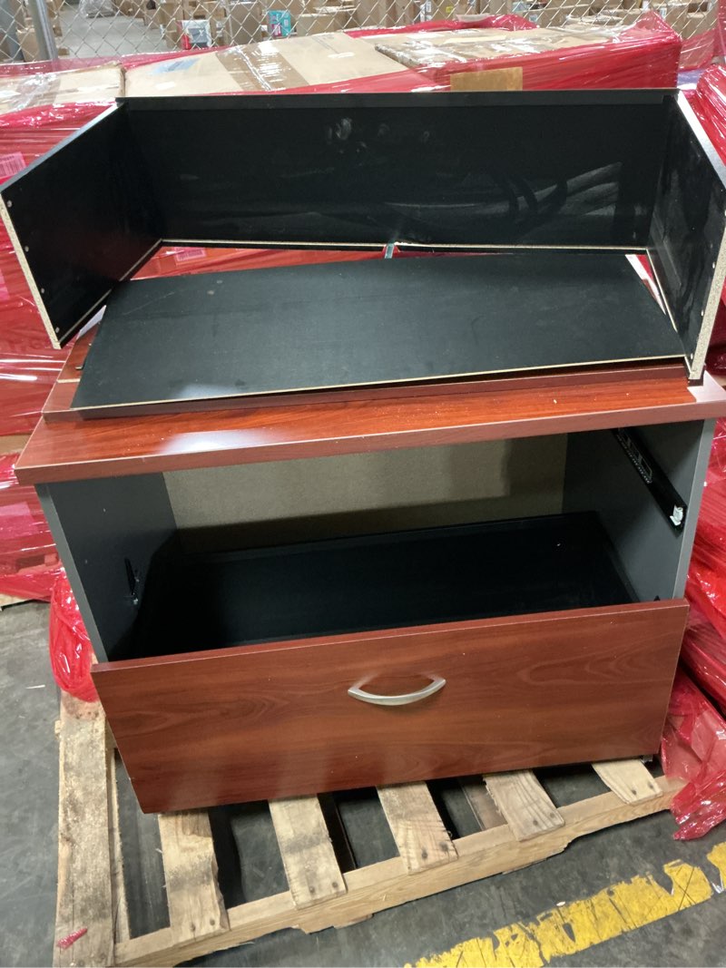 Condition photo showing As Is for Bush Business Furniture Series C 2 Drawer Lateral File Cabinet in Hansen Cherry, Locking Document Storage for Home or Professional Office