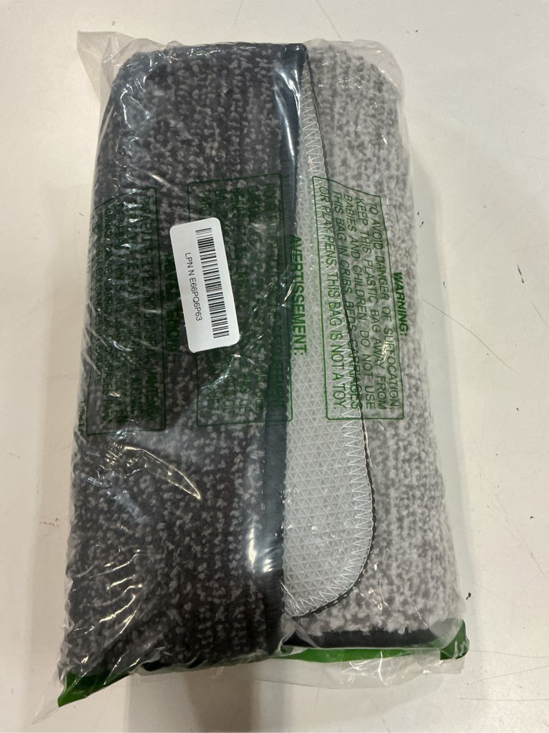 Condition photo showing Good Condition for smiry dog door mat for muddy paws, absorbs moisture and dirt, low-profile entryway mat with non-slip backing, entry indoor outdoor doormat for inside floor (36x24 inches, grey, striped) grey striped 36'' x 24''
