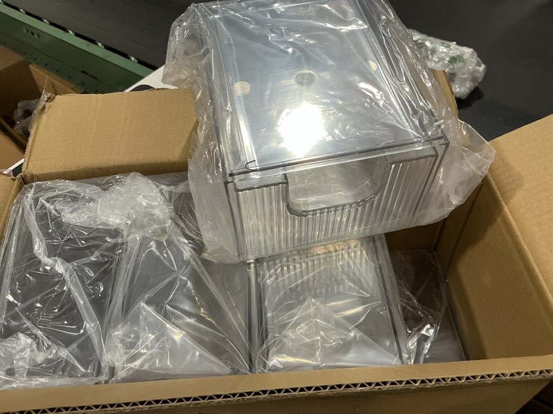 Condition photo showing Good Condition for zhiai 8 pack clear stackable storage drawer, acrylic drawer, cosmetic organizer, plastic organizer for dresser, under, kitchen cabinet, pantry, home organization and storage 8 short
