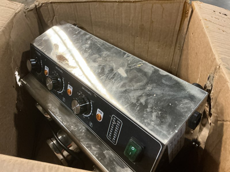 Condition photo showing As Is for Premium Sauce Warmer - 3-Station 160W Commercial-Grade Condiment Warmer with Independent Temperature Control, Stainless Steel