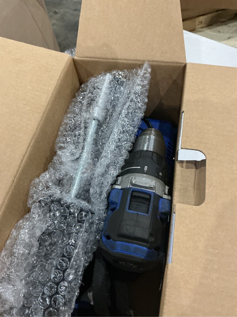 Condition photo showing As Is for kobalt 24-volt 1/2-in keyless brushless cordless drill (1-battery, charger and soft bag included)
