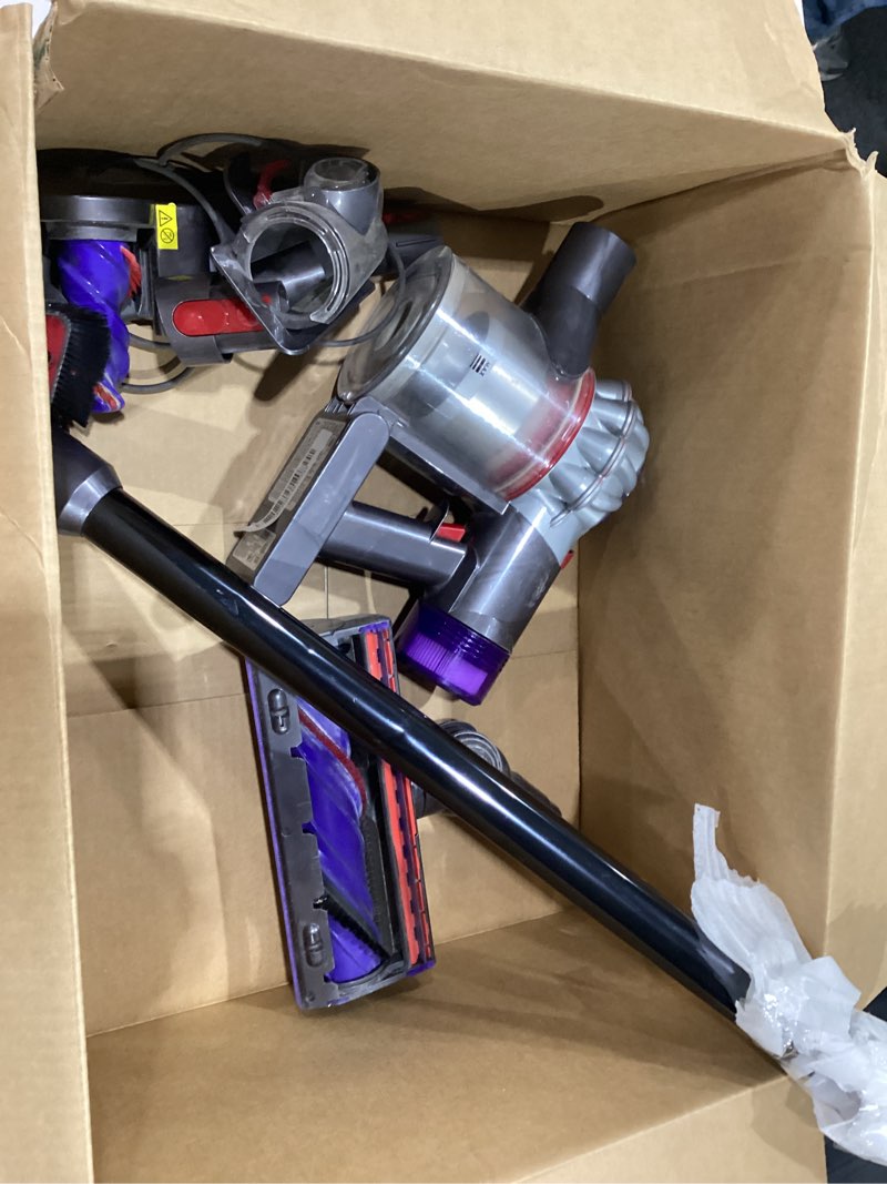 Condition photo showing As Is for **not tested**  dyson v8 plus cordless vacuum, cleans hard floors and carpets, detangles, converts to handheld, 115aw, 2 power modes, up to 40 minutes¹