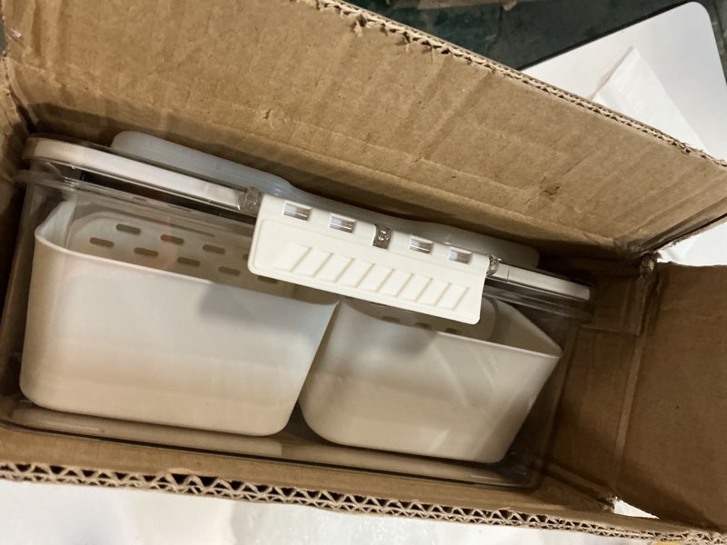 Condition photo showing As Is for snackle box container with ice pack?chilled serving tray?snackle box with ice pack & lid & 8 compartments