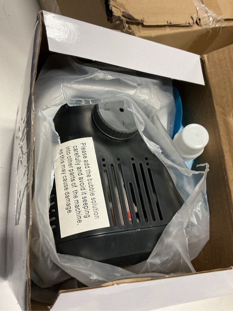 Condition photo showing Good Condition for Upgraded Bubble Machine with Remote Control, Automatic Rotation & RGB Lights, 1800mAh Rechargeable Battery, Type-C Charge, Bubble Maker for Kids, Weddings, Birthday Parties, Outdoor Activities Black