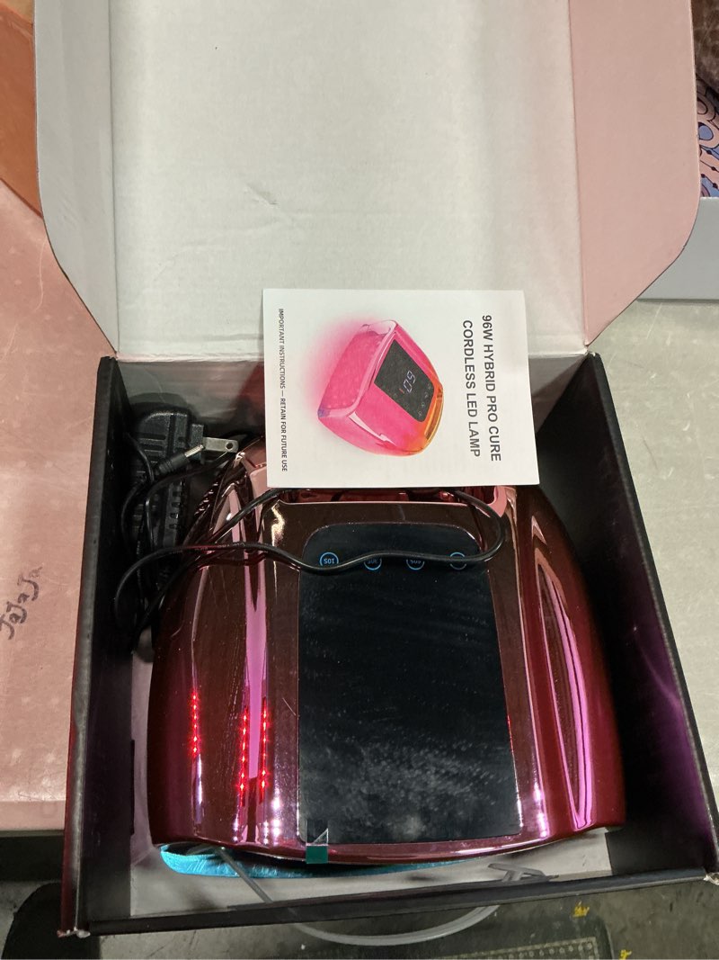 Condition photo showing Good Condition for professional rechargeable 96w uv led portable cordless uv light for nail lamp machine with removable stainless steel bottom,4 timer setting and smart sensor nail dryer (plating silver)