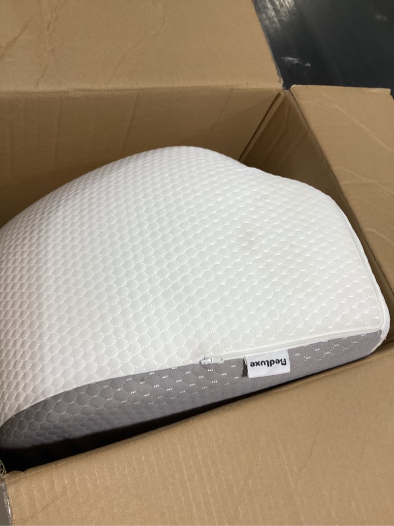 Condition photo showing As Is for bedluxe leg pillow elevation blood circulation, wedge pillow for legs swelling, leg elevating wedge pillow for after surgery, foot knee pillow for leg rest, sleeping, memory foam top, 8in, white/grey 22*24+8 white grey